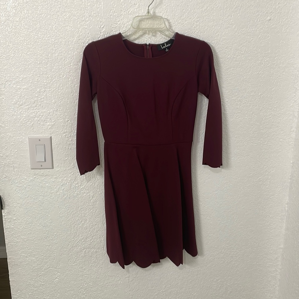 Lulus scalloped dress - wine - small